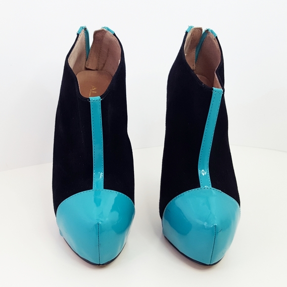 🔖Aldo💙Multicolor Suede Chunky Closed Toe Platform Booties Heels - Picture 6 of 12